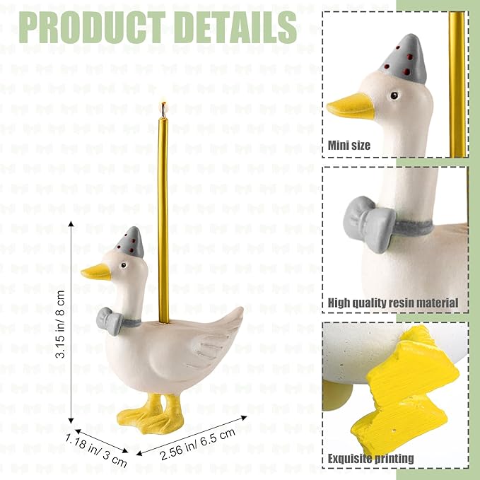 Mumufy Silly Goose Cake Candle Holders with Birthday Candle One Birthday Party Supplies Mini Cute Cake Topper Stand Candlestick for Kids Baby Shower Party Celebration, 3.15 Inch(Goose,Grey)