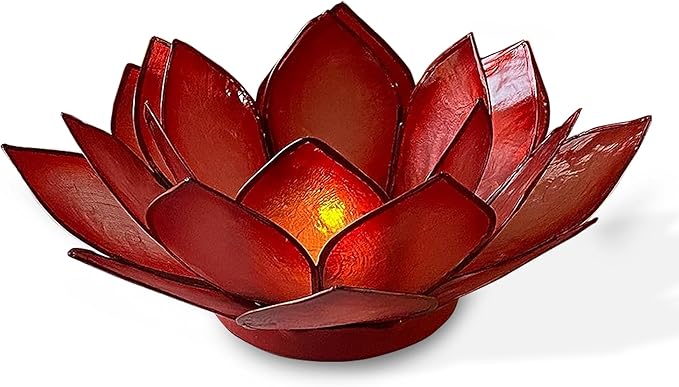Om Gallery Capiz Shell Lotus Flower Decor Tealight Candle Holder for Serene Ambiance - Handmade Decorative Candle Holders for Meditation, Yoga, and Relaxation, Horizon