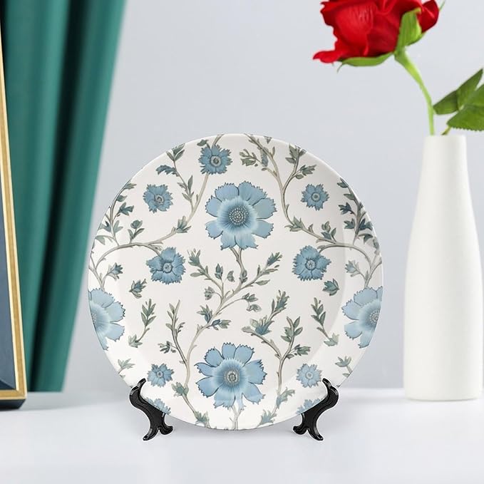 Blue And White Mughal Flower Plates Ceramic for Display Wedding Home Supplies Housewarming Gifts Table Holiday Party Decorations Customize Gifts for Men Women Thanksgiving, 6", 7", 9", 10"