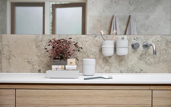 ZONE DENMARK Ume Taupe Cosmetic Jar - Elegant and Functional Storage Solution for Your Beauty Essentials, Infusing Scandinavian Design into Your Vanity Space (Soft Grey)