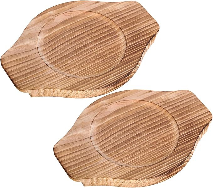 2pcs Korean Stone Bowl Trivet Wooden Trivets for Hot Dishes Hot Pot Base Wood Serving Tray Casserole Ceramic Pot Mat Cup Coasters for Home Restaurant Cooking Soup & Food (Inner Circle: 13.5cm)
