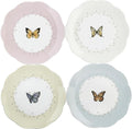 Lenox Dinnerware Set, Butterfly Meadow 4-Piece Dessert Plate Set, Service For 4, Microwave And Dishwasher Safe, Porcelain Plates, Salads And Pasta, Dish sets, Home & Kitchen (Assorted, 4 Pieces)