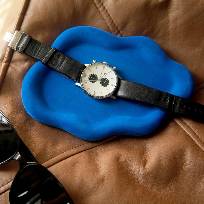 Jewelry Dish Trinket Tray for Women, Ring Dish Holder, Unique Cloud Shape Ceramic Plate Cute Things Vanity Aesthetic Room Decor Mother's Day Birthday (Klein Blue)