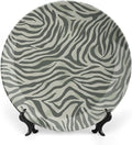 Tiger Stripes Cream Muted Beige China Plates, Customize Design Collector Plates for Club Display Wall Decor, with Display Stand And Hook Up Art Decorations for Home Kitchen