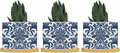 Blue Regalia Lion Ceramic Planter Chinoiserie Geometric Print Planters for Indoor Plants with Drainage Holes and Saucers Pot for Succulents Cactus Garden Windowsill