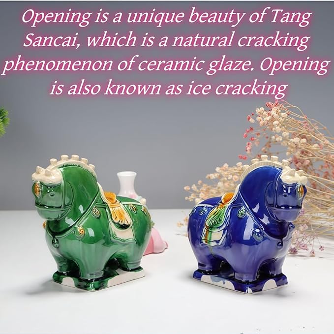 Statue Crafts Ceramic Horse Sculpture Desktop Ornaments Asian Feng Shui Art Collectibles Sakura Pink