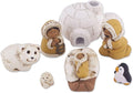 NOVICA Artisan Handmade Ceramic Nativity Scene Inuitthemed from Peru 8 Pcs White Brown Multicolor Sculpture Cultural Animal Christian Religious Bear [largest Piece 2in H x 3.7in W x 2in D Smallest Pi]