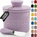 PriorityChef Butter Crock with Lid with Water Line, Ceramic French Butter Dish to Leave On Counter, Lilac