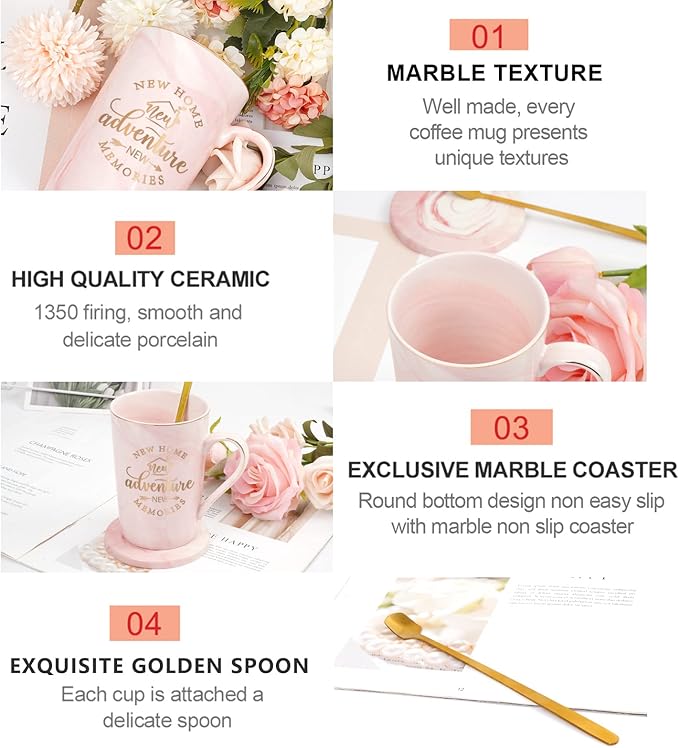 Maustic House Warming Gifts New Home, New Home Gift Ideas for Women Men Couple, Housewarming Gifts, Closing Gift for House Buyers, First Apartment Essentials, 14 Oz Pink & Gray