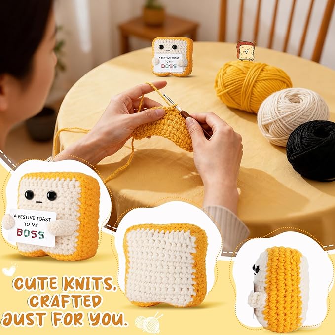 Gifts for Boss “A Festive Toast to My Boss” Handmade Crochet Toast Plush, Funny Thank You Appreciation Gift for Women Men Boss, Coworker, Manager, Supervisor, Leader – Office Christmas Decor Gift