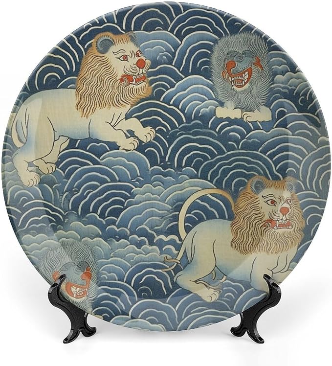 Blue Tibet Tiger China Plates for Display Wall Wedding Supplies Housewarming Gifts Farmhouse Holiday Party Decorations Customize Gifts for Men Women Halloween, 6", 7", 9", 10"