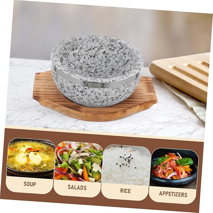 Korean Stone Pot Stone Bowl Bibimbap Supply Kitchen Food Bowl Daily Use Bibimbap Reusable Serving Korean