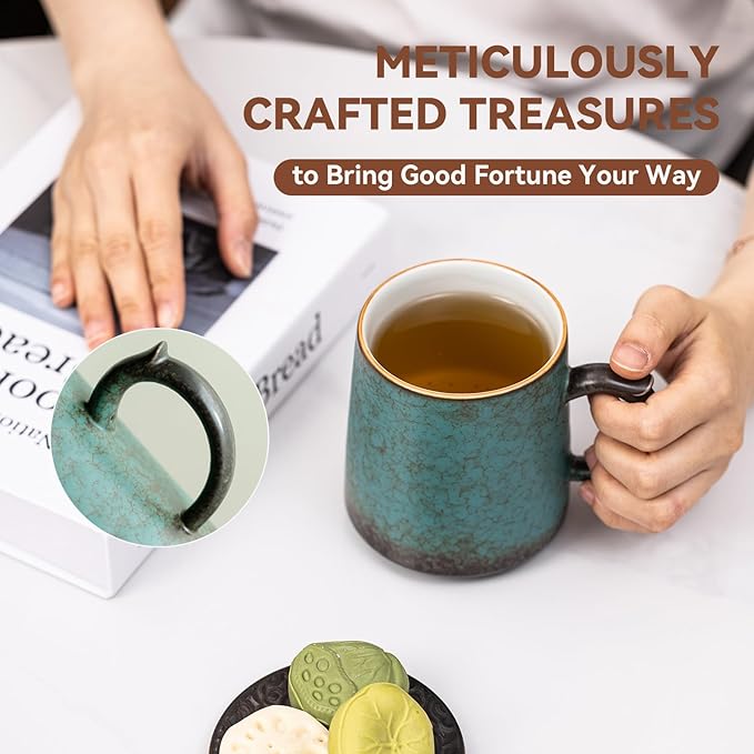 Ceramic Coffee Mug 15oz – Unique Artisan Ceramic Mug with Ergonomic Handle, Modern Coffee Cup for Home & Office, Premium Gift Mug for Yourself & Loved Ones