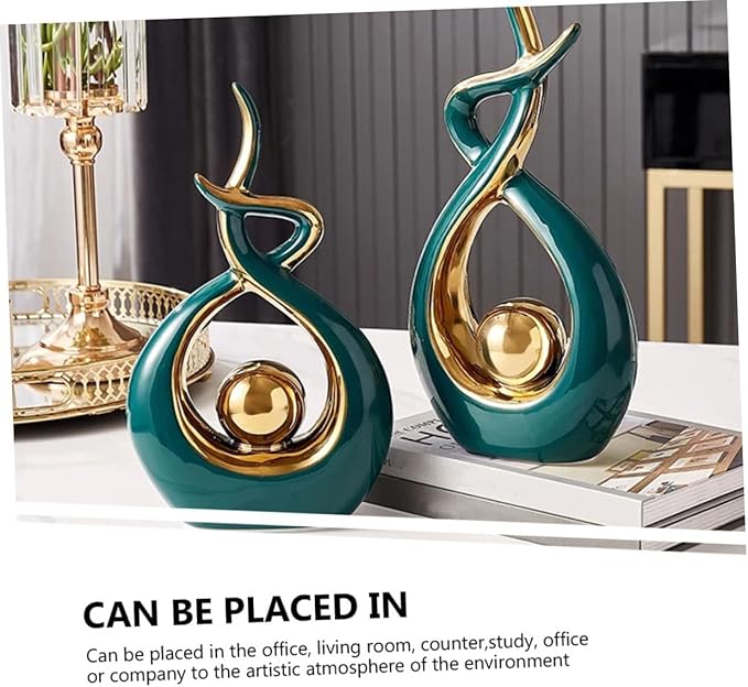 Happyyami Abstract Art Ceramic Figurine Modern Decorative Sculpture for Living Room Dining Table Centerpiece Housewarming Unique Home Decor Simple Style Integration