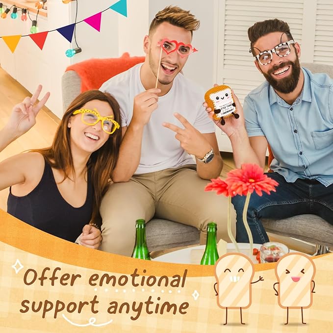 for Women Men, Cute Funny Birthday Valentines Day Thanksgiving for Best Friend Bestie, Handmade Smile Crochet Toast Gifts for BBF Friendship