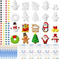Simgoing 20 Set Christmas Ceramic Painting Kit DIY Ceramic to Paint Your Own Snowman Santa Xmas Tree Penguin Statues Ceramics Christmas Ornaments Crafts for Adults Xmas Party