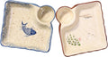 Sushi Plate Set of 2, Different Style Ceramic 7.4 Inch Dumpling Plates with Vinegar Dish Serving for Dumpling, Snack, and Other Food (japanese style yy)