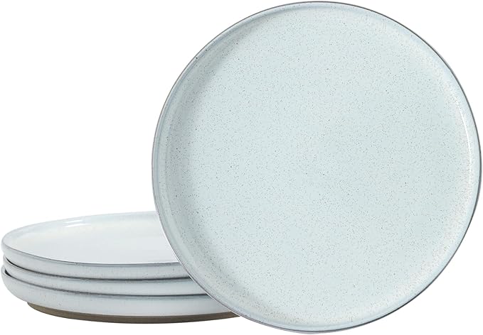 Hasense Ceramic Dessert Plates Set – 8 Inch Premium Proclaim Dishes, 4 Piece Greyish White Plates Set Ideal for Serving Dessert, Snack or Vegetable, Dishwasher Safe and Microwave Safe for Daily Dining