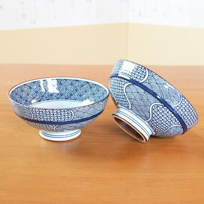 有田焼やきもの市場 Japanese Rice Bowl 5.3 inches in Diameter set of 2 Ceramic Arita Imari ware Made in Japan Porcelain Jimon-ori Large