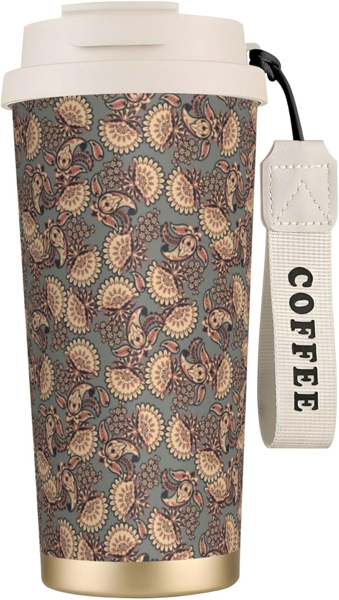 Asian Style Floral for Travel Coffee Mug 100% Leakproof 316 Stainless Steel Vacuum Insulated Tumbler with Lid and Straw for Water, Iced Tea or Coffee, Smoothie and More