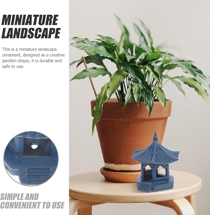 VALICLUD Mini Pagoda Statue Garden Fairy Miniature Hexagon Pavilion Figurine Ceramic Flower Vase Micro Landscape Asian Zen Garden Home Aquarium Dollhouse Decoration