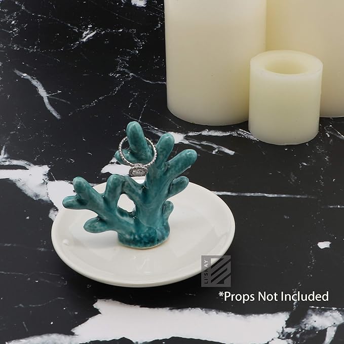 Li'Shay Ceramic Ring Tray Holder Small Figurine Jewelry Trinket Tray - Coral Reef