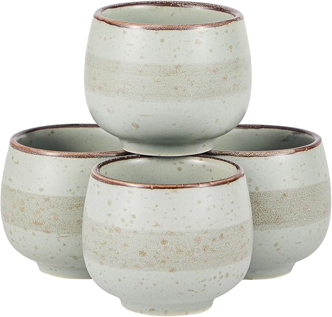 Japanese Plum Blossoms 5 Piece Sake Set 9.5 fl oz Bottle and 4 Cups Porcelain (Blue)