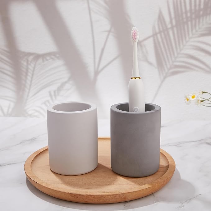 Drying Stone Toothbrush Holder, Diatomite Toothbrush Holders for Bathroom Counter, Quick Drying Electric Toothbrush and Toothpaste Holder Bathroom Organizer, Dark Grey
