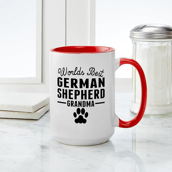 CafePress Worlds Best German Shepherd Grandma Mugs 15 oz (444 ml) Ceramic Coffee Mug