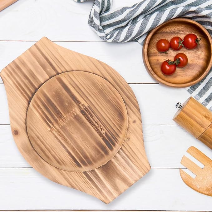 2pcs Korean Stone Bowl Trivet Wooden Trivets for Hot Dishes Hot Pot Base Wood Serving Tray Casserole Ceramic Pot Mat Cup Coasters for Home Restaurant Cooking Soup & Food (Inner Circle: 12.5cm)