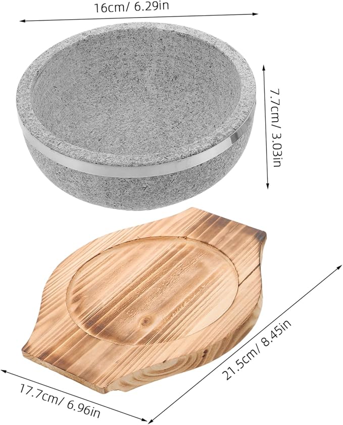 STOBAZA 1 Set Korean Stone Bowl Bibimbap Bowl for Cooking Unglazed Stone Pot with Tray for Korean Cuisine Daily Use and Healthy Meals