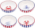 Bico Ocean Wonders Scalloped Pasta Bowls, 36oz Salad Bowl Set of 4, Large Ceramic Serving Dinner Bowls for Soup and Cereal, Microwave and Dishwasher Safe, Gift for Housewarming and Holiday