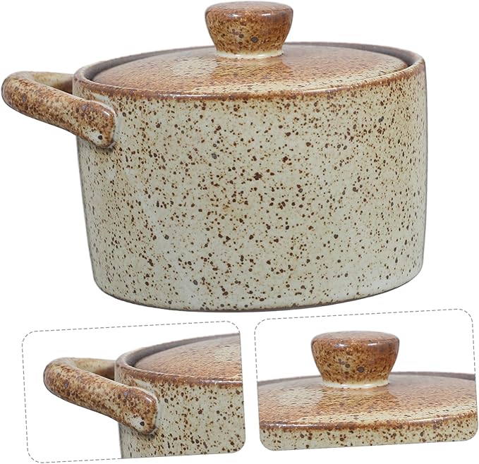 PRETYZOOM Japanese Ceramic Stew Pot Pot Lid Soup Steaming Bowl Kitchen Tableware Small Stew