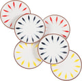 Aquiver 6'' Ceramic Dessert Plates - Color Painted Porcelain Appetizer Plates - Tea Party Small Serving Plates for Cake, Pie, Snacks, Ice Cream, Side Dish, Waffles - Set of 6 (3 Colors)