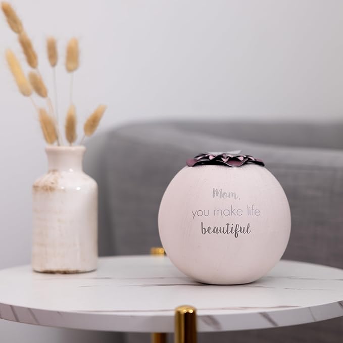 Pavilion Gift Company - 5” Home Terracotta Candle Holder, Tealight Candle Holder Home Decor, House Warming Presents for New Home, New Apartment Gifts for Women, 1 Count, White/Pink