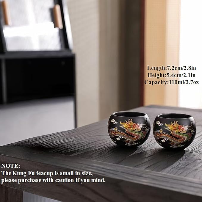 Zisha Tea Set, Chinese Tea Set with Gift Package, Suitable for Father's Day, Mather's Day, Birthday, Christmas Gifts (Round Dragon)