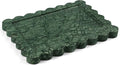Real Natural Marble Tray, Luxury Scalloped Vanity Decorative Tray, Genuine Indian Green Stone Tray for Bathroom Dresser, Home Decor, Kitchen Storage, Non-Resin/Ceramic, 10.6" x 8", Green