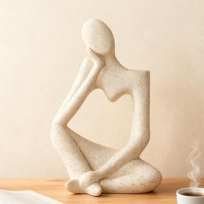 White Thinker Ceramic Flower Vase for Home Decor Modern Cute Boho Vases for Table Room Decor Unique Aesthetic Vase Ceramic Decorative Vases for Centerpieces Birthday Gifts for Women Men