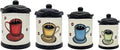 ACK Tuscany Colorful Coffee Bean Collection 4PCs Canister Set with Lid, Kitchen Storage Jar, Food Storage Container, Airtight Storage Container With Rubber Seal