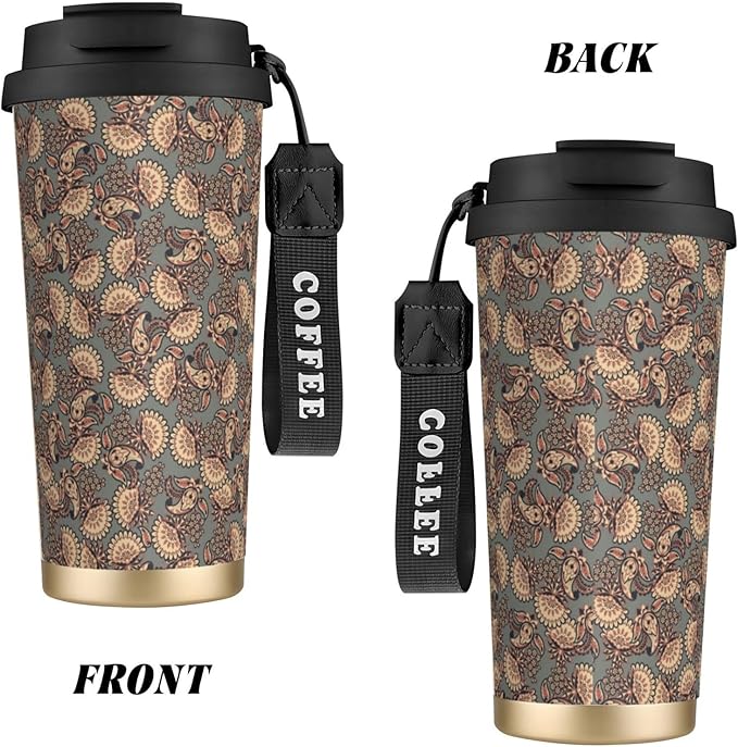 Asian Style Floral for Travel Coffee Mug 100% Leakproof 316 Stainless Steel Vacuum Insulated Tumbler with Lid and Straw for Water, Iced Tea or Coffee, Smoothie and More