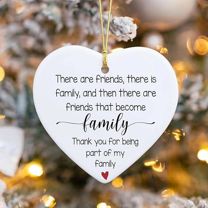 NGHYANA Christmas Tree Ornaments 2025 Heart Shaped Ceramic Family Friends Ornament 3.1 Inch Hanging Keepsake Gift