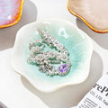 Vintage-Inspired Ceramic Jewelry Dish – Handcrafted Floral Trinket Trays in Luxe Glazed Porcelain | Antique-Style Ring Holders for Vanity & Dresser Décor (1, Kiln turned lotus turns white and green)