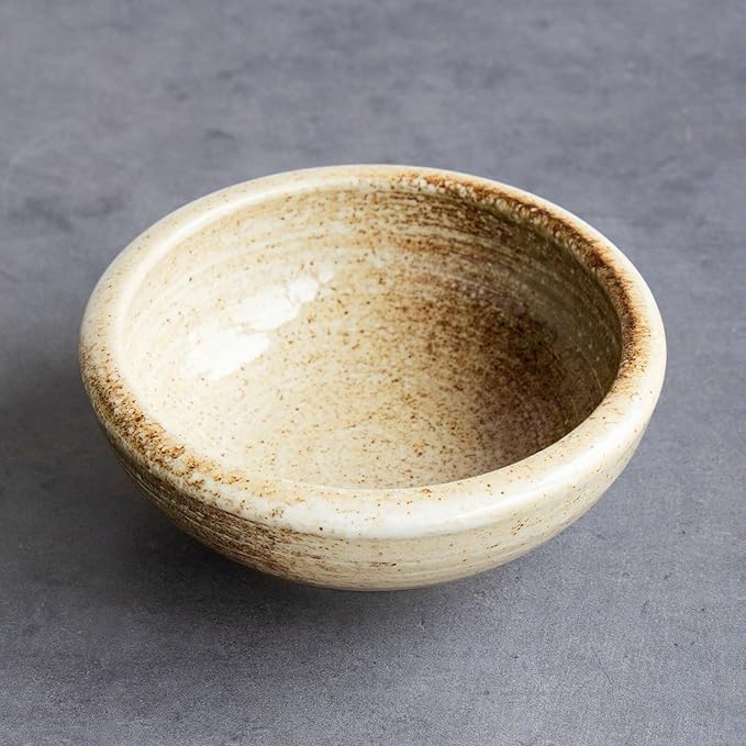 Wazakura Minoyaki Series Small Round Glazed Ikebana Flower Vase Made in Japan, Handpainted Floral Arrangement Pottery Supplies - Sand Beige