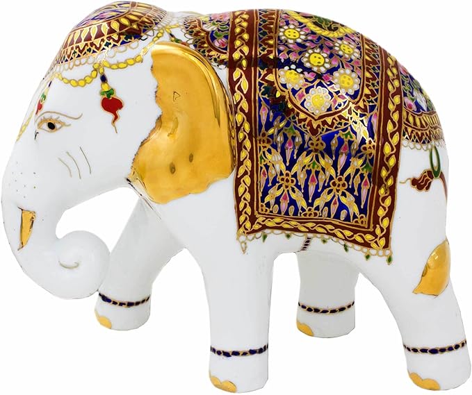 NOVICA White Animal Themed Ceramic Sculpture 'Elegant Elephant'