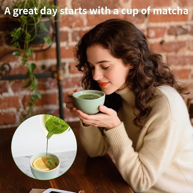 12 Pcs Matcha Whisk Set - Matcha Set Includes Ceramics Matcha Bowl and Cup, Matcha Kit for Ceremony Making Tools, Gift for Family/Friend Gradient blue-green