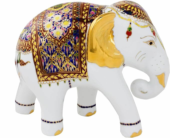 NOVICA White Animal Themed Ceramic Sculpture 'Elegant Elephant'