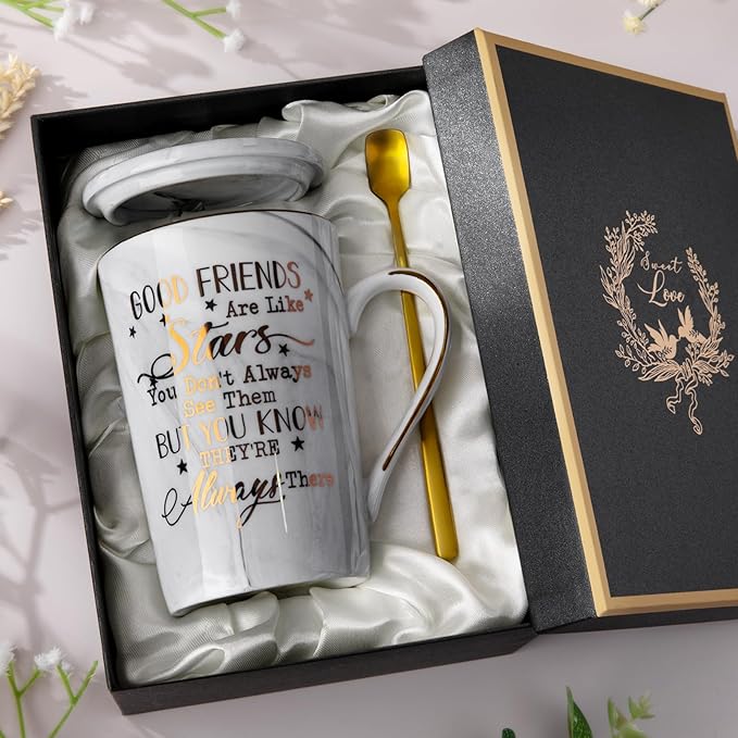 Biching Best Friend Birthday Gifts for Women - Friendship Gifts for Women - Perfect Birthday Present Ideas for Her, Female BFF, Sister - Ceramic Marble Coffee Mug 14 Oz Grey