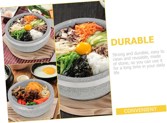 OUNONA Korean Stone Pot for Dolsot Bibimbap -temperature Resistant Cooking Pot Stone Bowl for Even Heating for Home Cooking and Traditional Korean Cuisine
