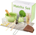 12 Pcs Matcha Whisk Set - Matcha Set Includes Ceramics Matcha Bowl and Cup, Matcha Kit for Ceremony Making Tools, Gift for Family/Friend （green）