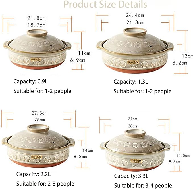 clay pot cooking Japanese Sakura Ceramic Hot Pot Casserole Earthenware Clay Pot - Retro Japanese Style Ceramic Stew Pot Clay Casserole Household Easy To Clean,2.2l